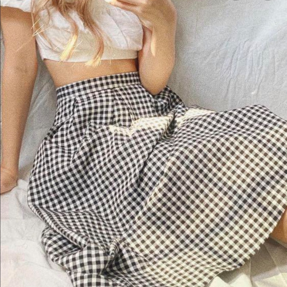 TOPSHOP - Gingham Flare Midi Skirt